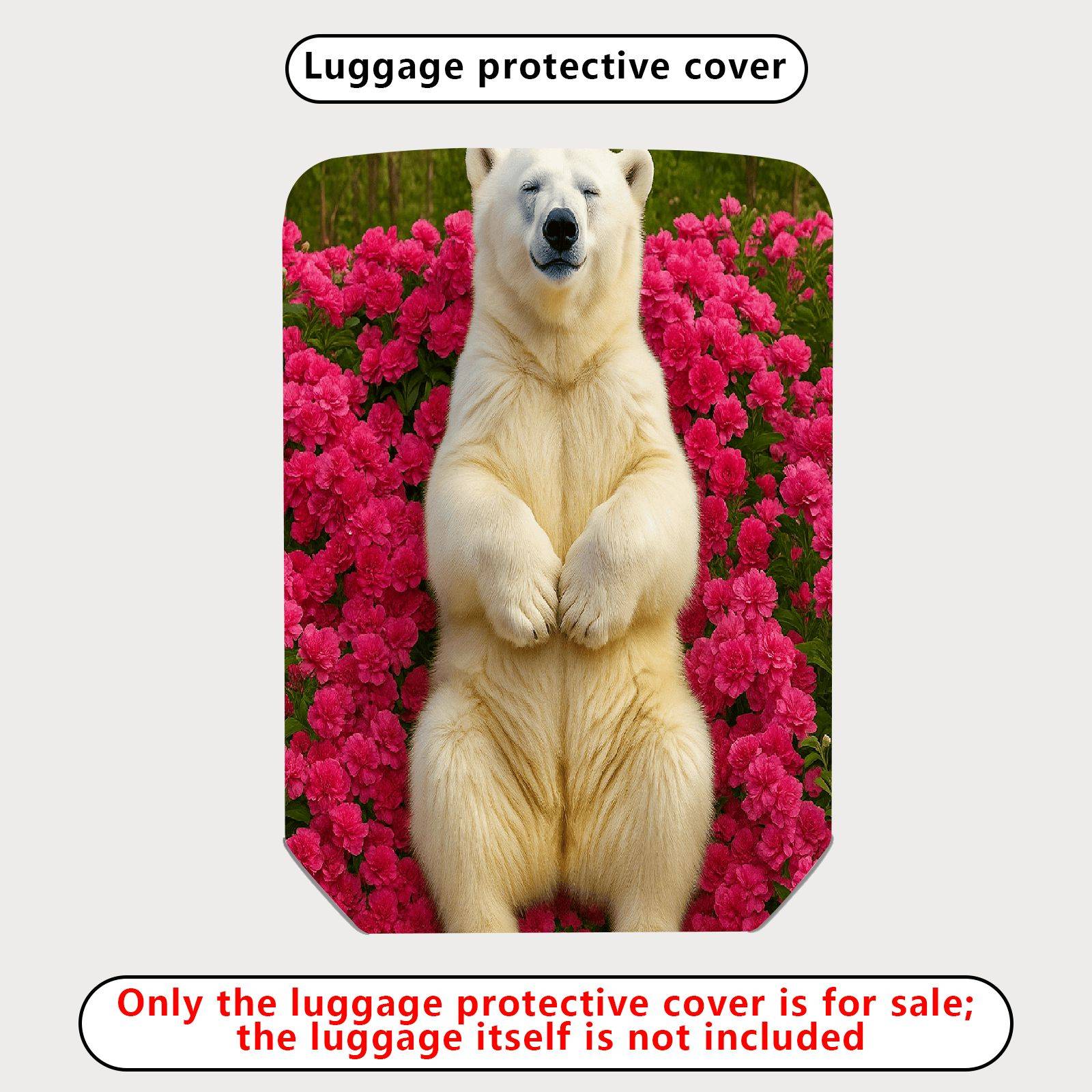 1-Piece Cute Polar Bear Floral Nature Garden Wildlife  Suitcase Luggage Cover, Stretch Protective Sleeve