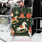 1-Piece Christmas Holiday Festive Gift Horse Ornament  Suitcase Luggage Cover, Stretch Protective Sleeve