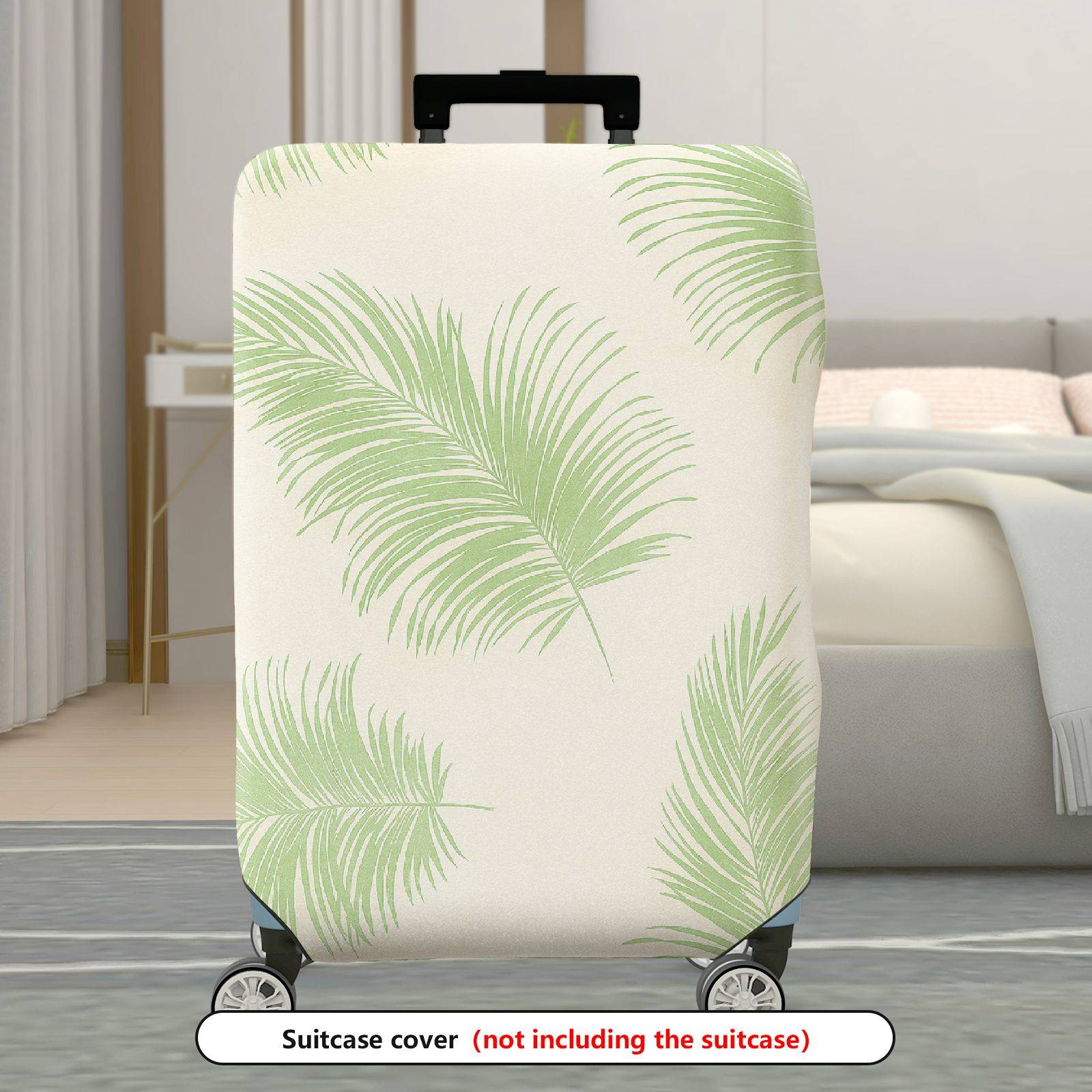 1-Piece Green Leaf Pattern Tropical Nature Travel Holiday  Suitcase Luggage Cover, Stretch Protective Sleeve