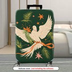 1-Piece Green Bird Star Floral Ribbon Leaf  Suitcase Luggage Cover, Stretch Protective Sleeve
