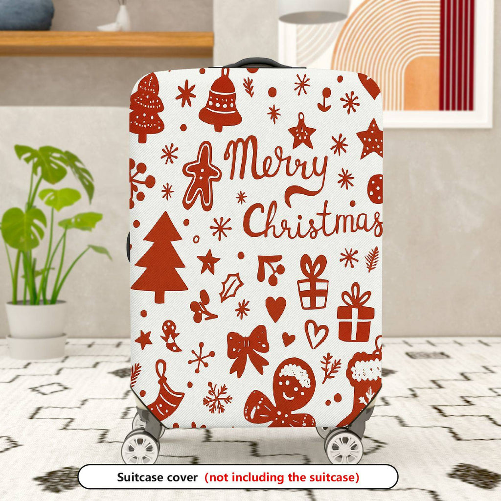 1-Piece Christmas Festive Holiday Merry Gingerbread Snowman  Suitcase Luggage Cover, Stretch Protective Sleeve