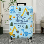 1-Piece Cute Dino Construction Car Travel Holiday Fun  Suitcase Luggage Cover, Stretch Protective Sleeve
