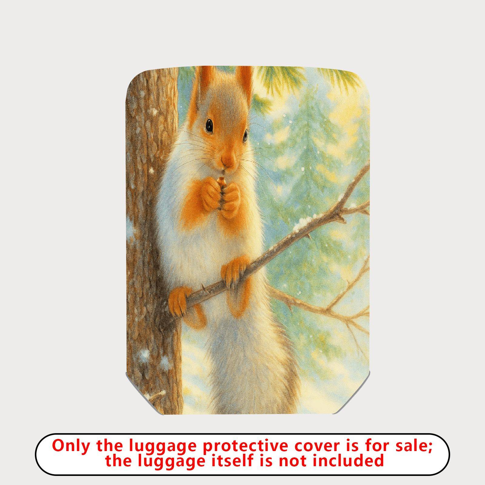 1-Piece Forest Squirrel Winter Scene Cute Animal Nature  Suitcase Luggage Cover, Stretch Protective Sleeve