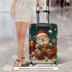 1-Piece Christmas Santa Snowman Holiday Gift Tree  Suitcase Luggage Cover, Stretch Protective Sleeve