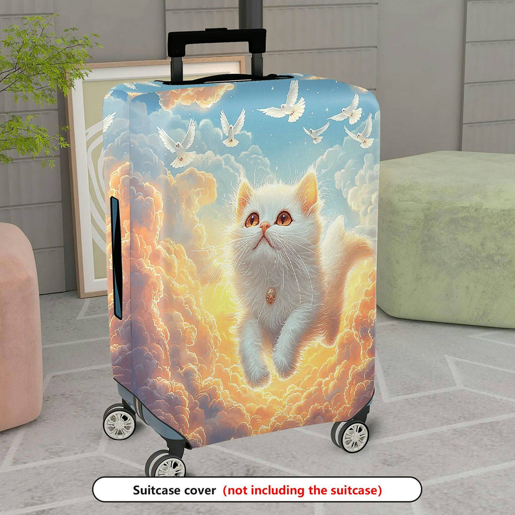 1-Piece Cute Cat Cloud Sky Dove Fantasy  Suitcase Luggage Cover, Stretch Protective Sleeve