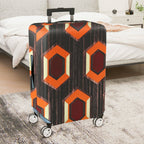 1-Piece Geometric Pattern Orange Brown Hexagon Retro Vintage  Suitcase Luggage Cover, Stretch Protective Sleeve