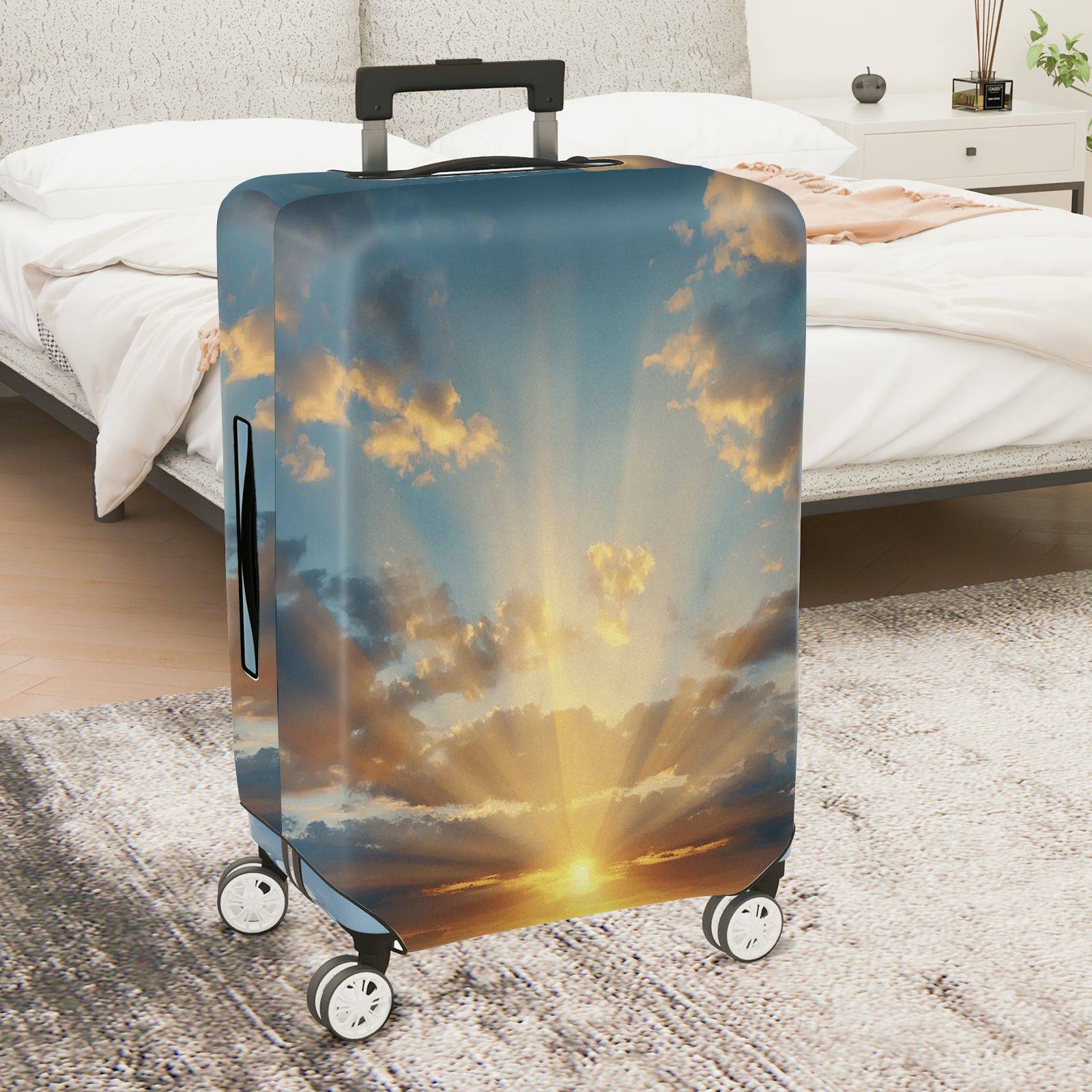1-Piece Sunrise Sky Cloud Landscape Sunshine Travel  Suitcase Luggage Cover, Stretch Protective Sleeve