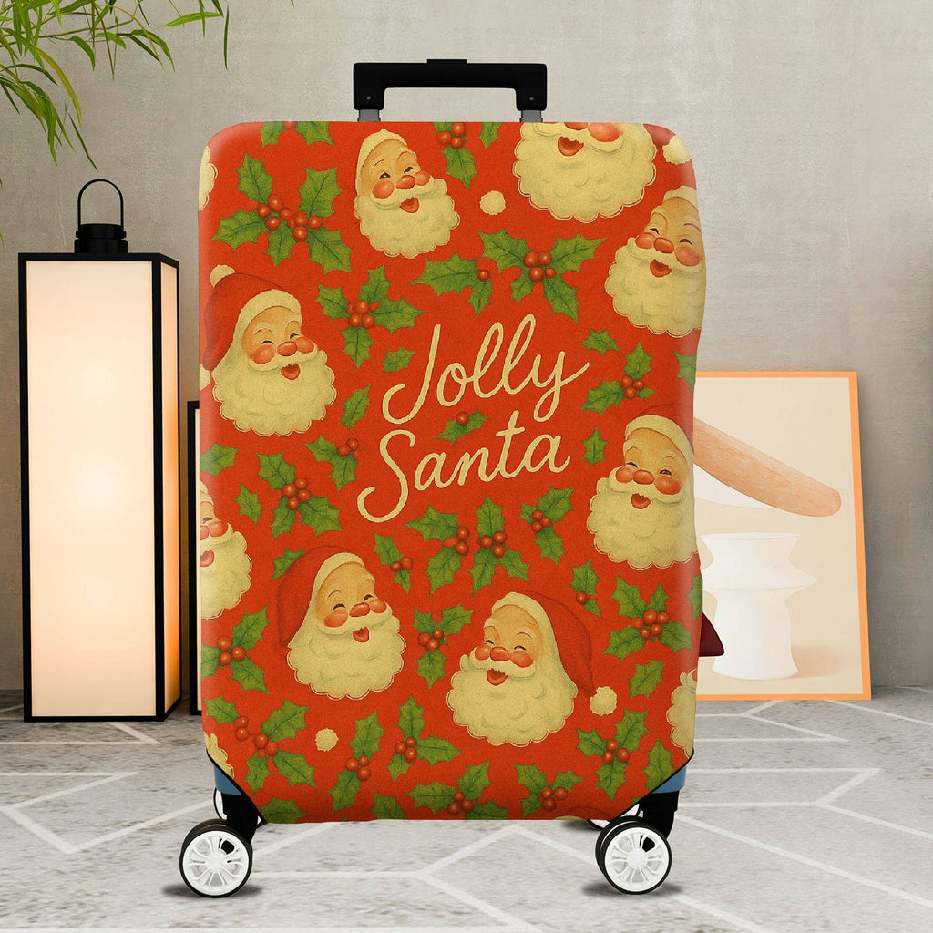 1-Piece Jolly Santa Festive Christmas Holiday Cheer Travel  Suitcase Luggage Cover, Stretch Protective Sleeve
