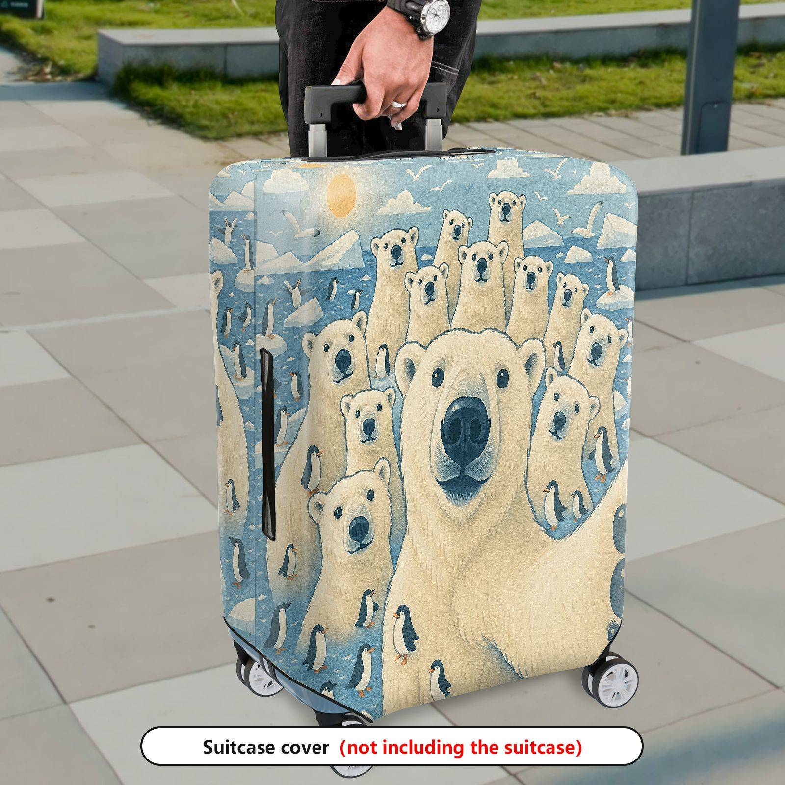 1-Piece Polar Bear Penguin Arctic Wildlife Nature Cute  Suitcase Luggage Cover, Stretch Protective Sleeve