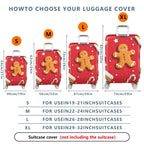 1-Piece Gingerbread Candy Cane Christmas Holiday Festive  Suitcase Luggage Cover, Stretch Protective Sleeve