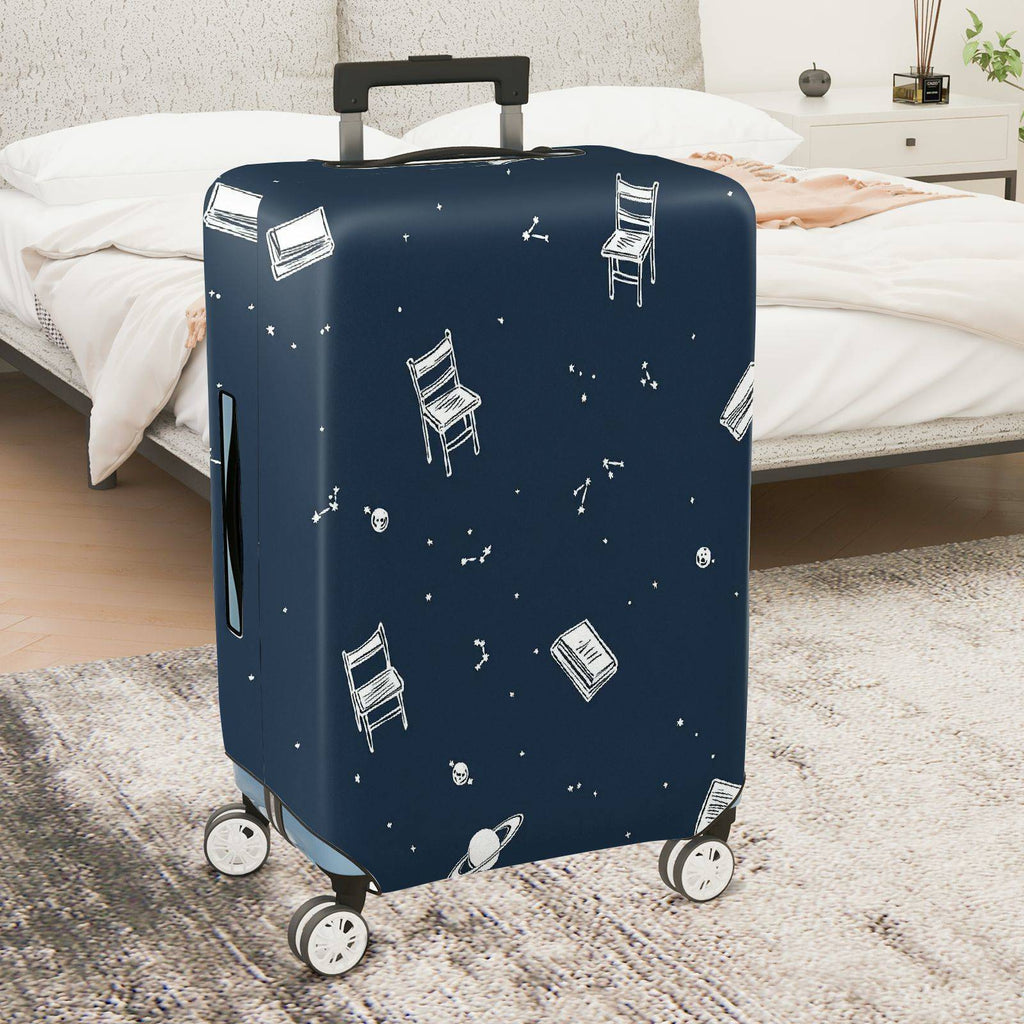 1-Piece Cosmic Chair Artistic Star Book Saturn Unique  Suitcase Luggage Cover, Stretch Protective Sleeve