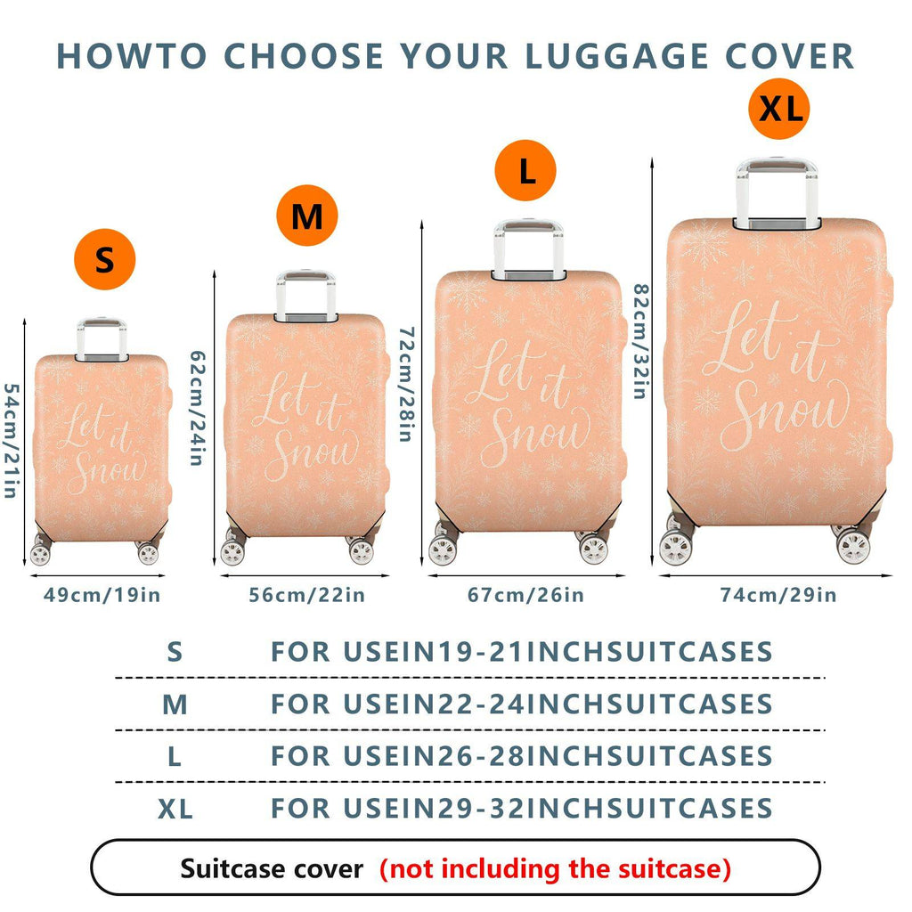 1-Piece Snowflake Winter Holiday Christmas Festive Snow  Suitcase Luggage Cover, Stretch Protective Sleeve