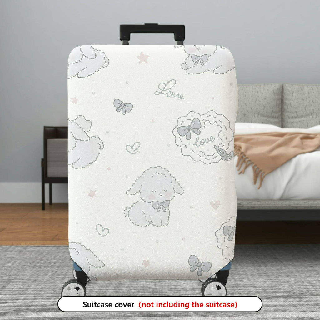 1-Piece Cute Pastel Sheep Bow Heart Star  Suitcase Luggage Cover, Stretch Protective Sleeve