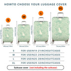 1-Piece Wave Cat Pattern Green Minimalist Artistic Cute Elegant  Suitcase Luggage Cover, Stretch Protective Sleeve