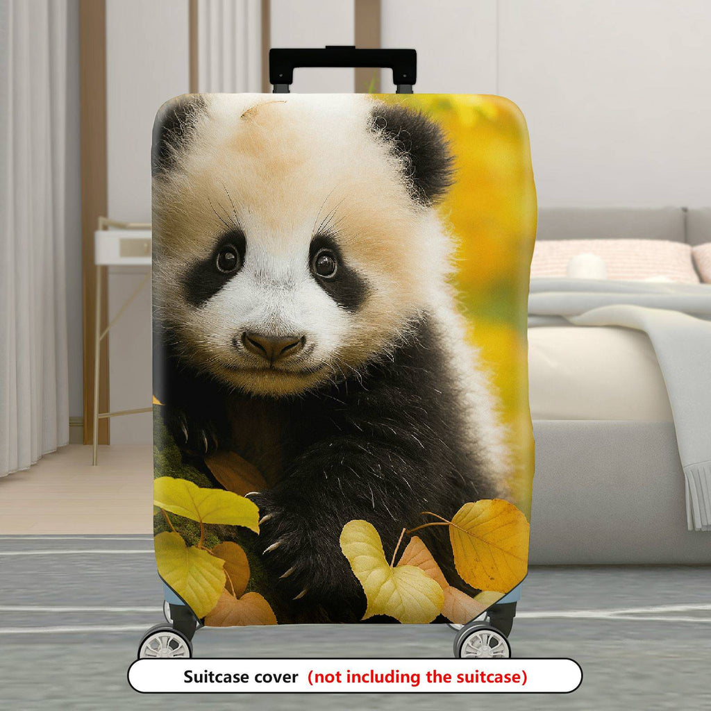 1-Piece Panda Autumn Leaves Nature Wildlife Cute  Suitcase Luggage Cover, Stretch Protective Sleeve