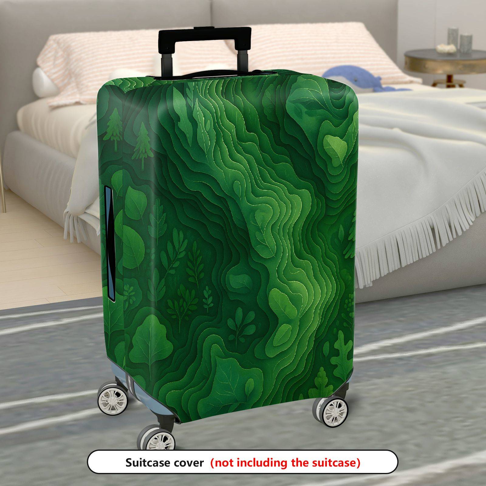 1-Piece Green Forest Nature Wilderness Topographic Landscape  Suitcase Luggage Cover, Stretch Protective Sleeve