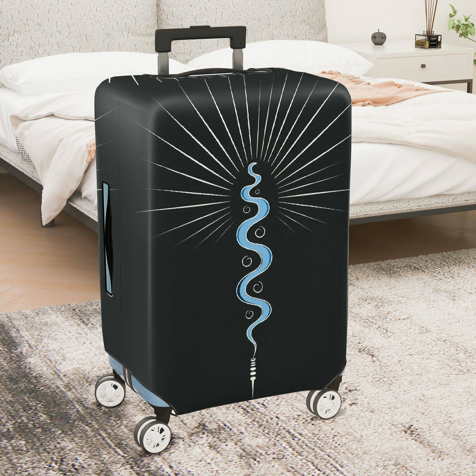 1-Piece Elegant Cosmic Energy Serpent Spiritual Abstract  Suitcase Luggage Cover, Stretch Protective Sleeve