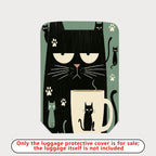 1-Piece Black Cat Coffee Paw Whiskers Cute  Suitcase Luggage Cover, Stretch Protective Sleeve