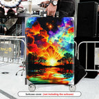 1-Piece Sunset Rainbow Cloud Tree Landscape Sky  Suitcase Luggage Cover, Stretch Protective Sleeve