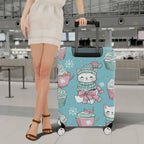 1-Piece Cute Cat Snowflake Cupcake Winter Christmas  Suitcase Luggage Cover, Stretch Protective Sleeve