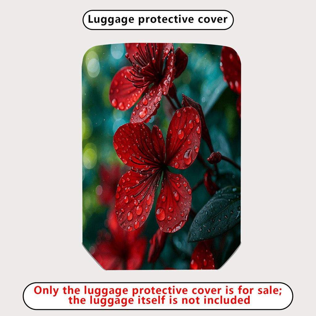 1-Piece Red Flower Nature Raindrop Floral Art Botanical  Suitcase Luggage Cover, Stretch Protective Sleeve