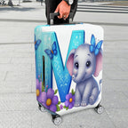 1-Piece Butterfly Floral Elephant Monogram Vibrant Letter  Suitcase Luggage Cover, Stretch Protective Sleeve