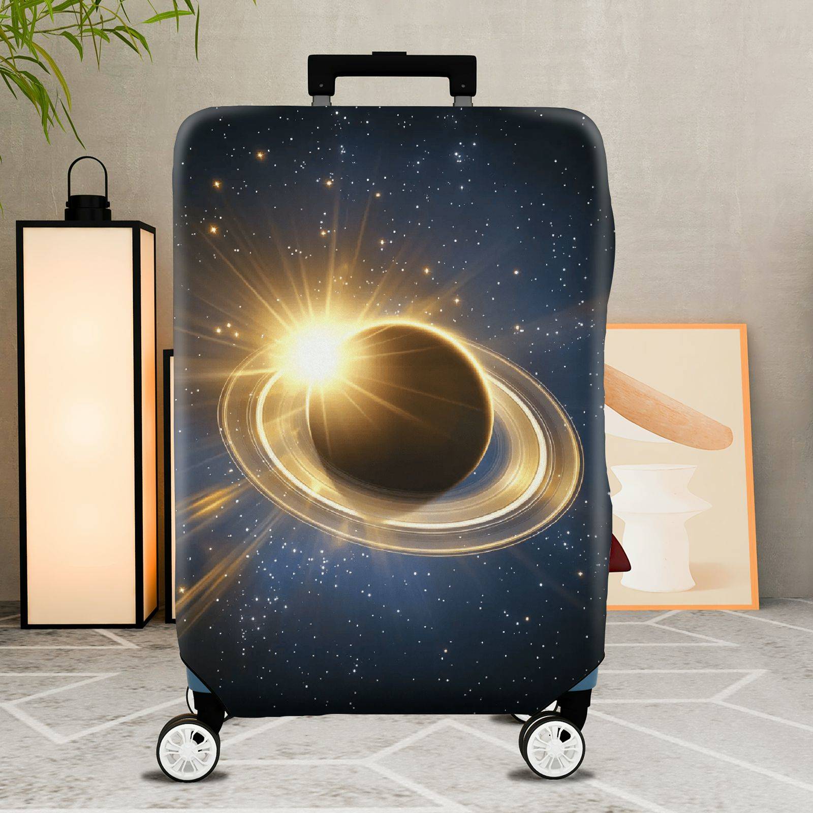 1-Piece Cosmic Galaxy Star Solar Eclipse Astronomy  Suitcase Luggage Cover, Stretch Protective Sleeve