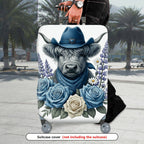 1-Piece Cowboy Cow Floral Butterfly Nature Bird  Suitcase Luggage Cover, Stretch Protective Sleeve