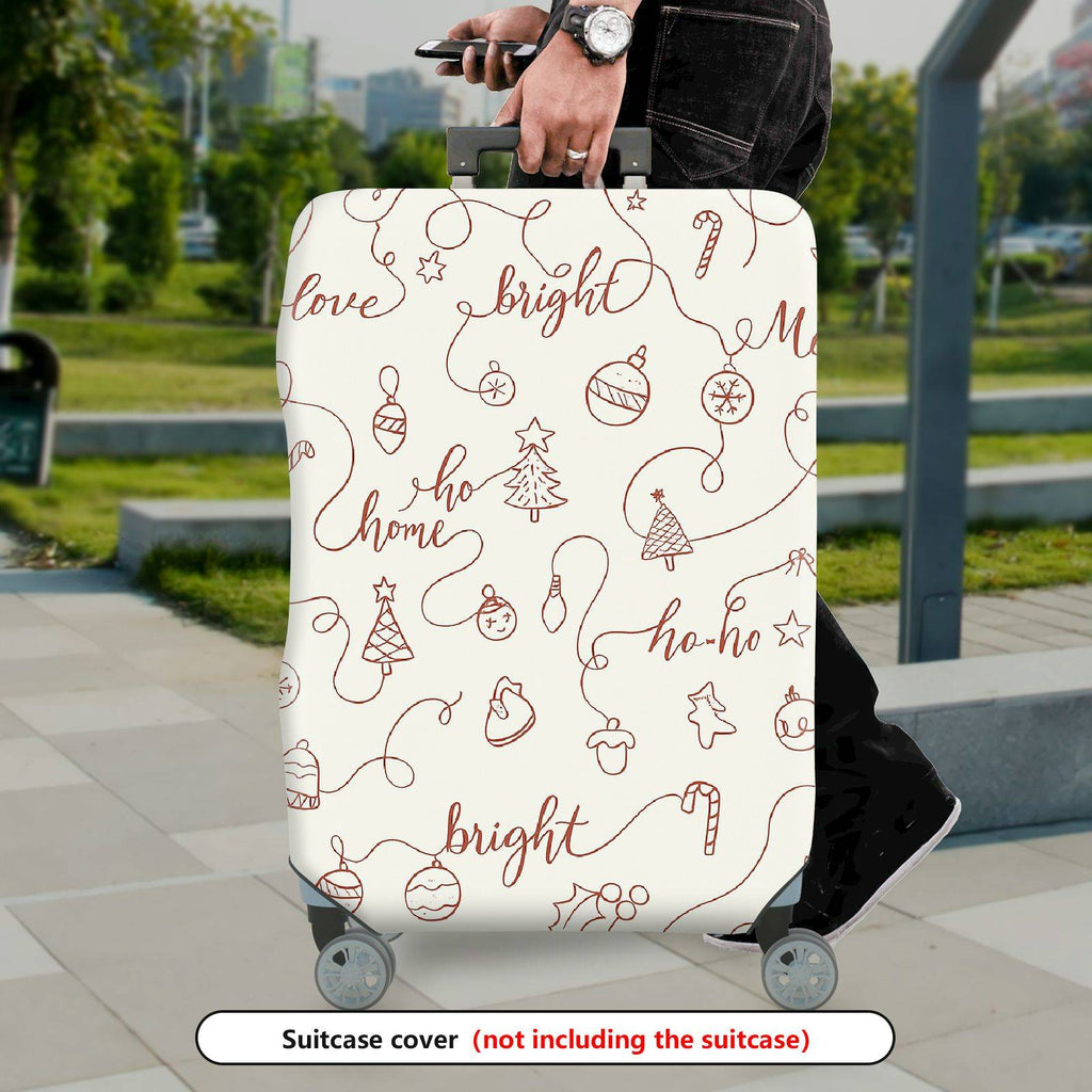 1-Piece Christmas Holiday Festive Merry Joy Pattern  Suitcase Luggage Cover, Stretch Protective Sleeve