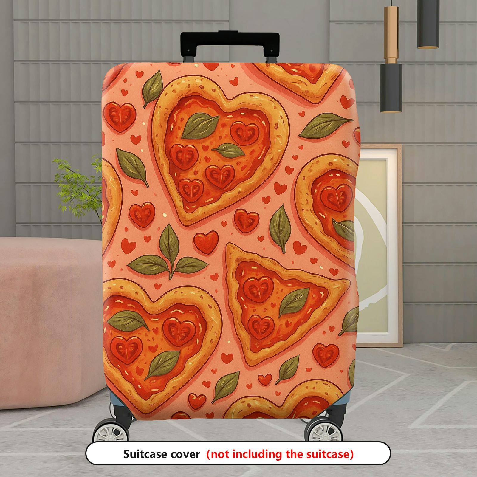1-Piece Heart Pizza Love Romantic Cute Valentine  Suitcase Luggage Cover, Stretch Protective Sleeve