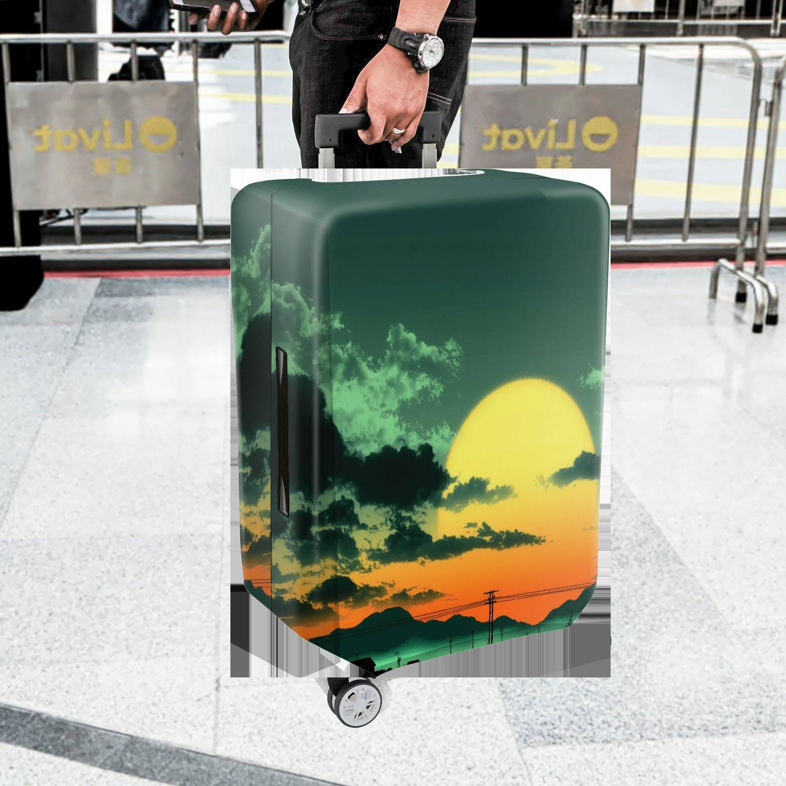 1-Piece Sunset Mountain Landscape Cloud Sky Nature  Suitcase Luggage Cover, Stretch Protective Sleeve