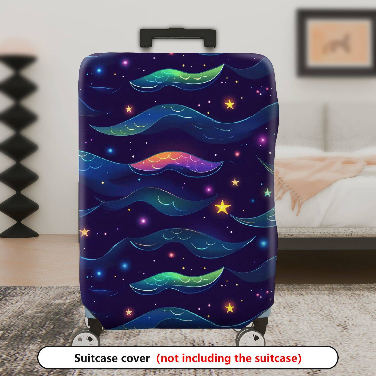 1-Piece Galaxy Stars Waves Colorful Rainbow Cosmic  Suitcase Luggage Cover, Stretch Protective Sleeve
