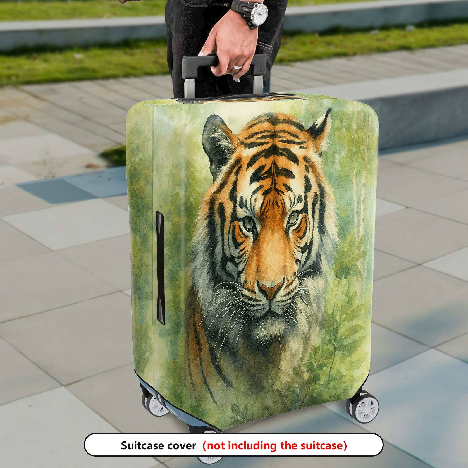 1-Piece Animal Jungle Wildlife Nature Art Tiger  Suitcase Luggage Cover, Stretch Protective Sleeve