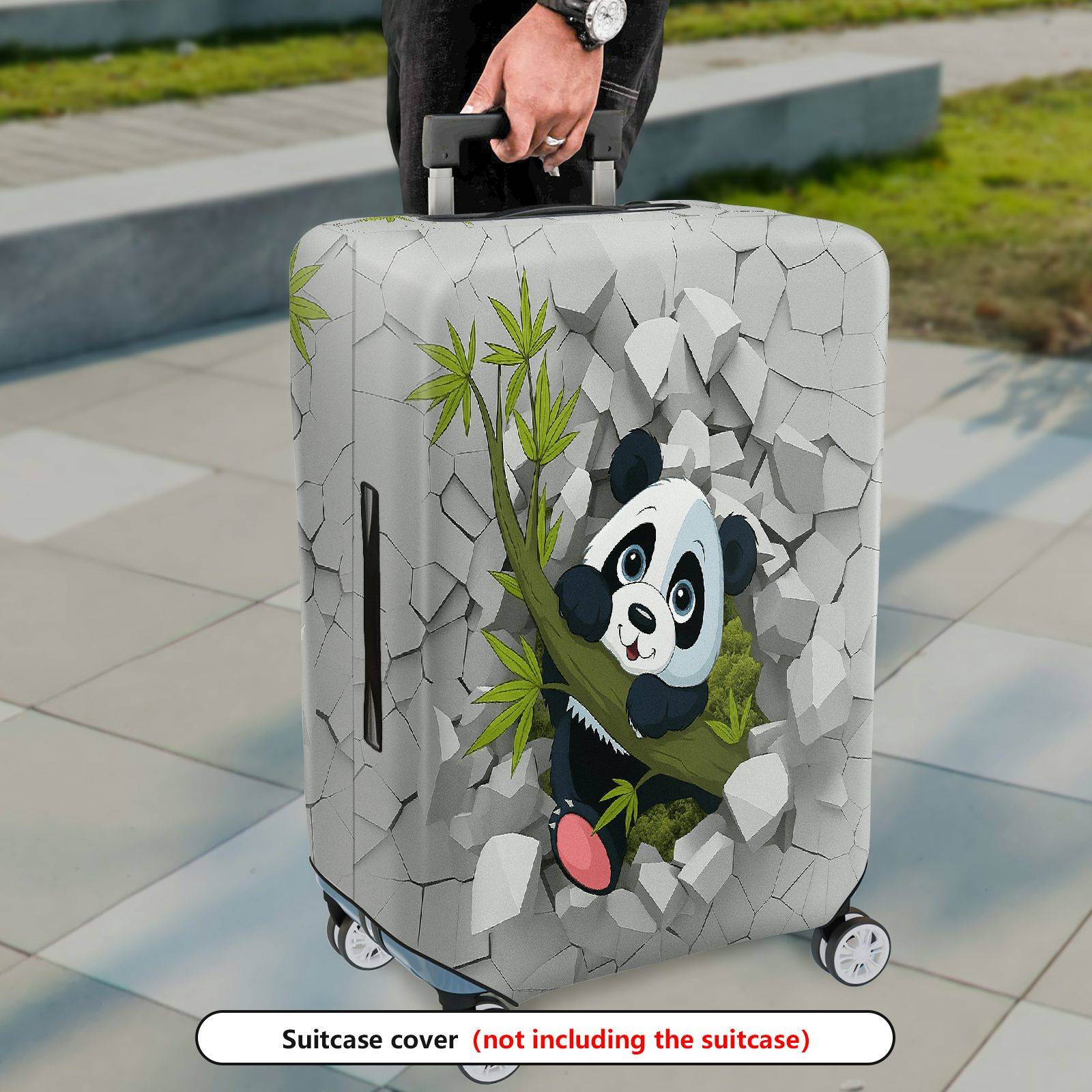 1-Piece Cute Panda  Stone Fun Animal  Suitcase Luggage Cover, Stretch Protective Sleeve