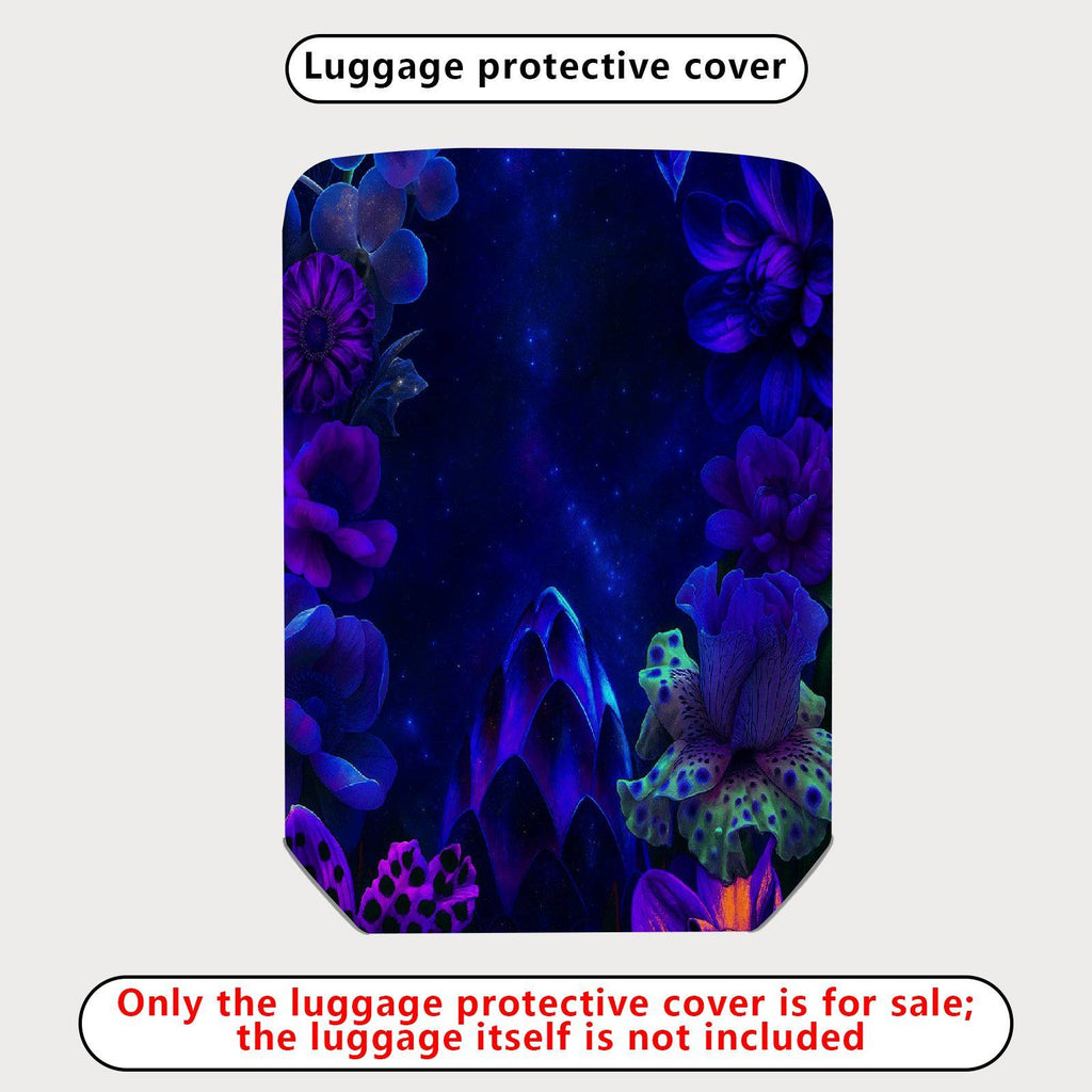 1-Piece Purple Floral Starry Night Artistic Fantasy  Suitcase Luggage Cover, Stretch Protective Sleeve