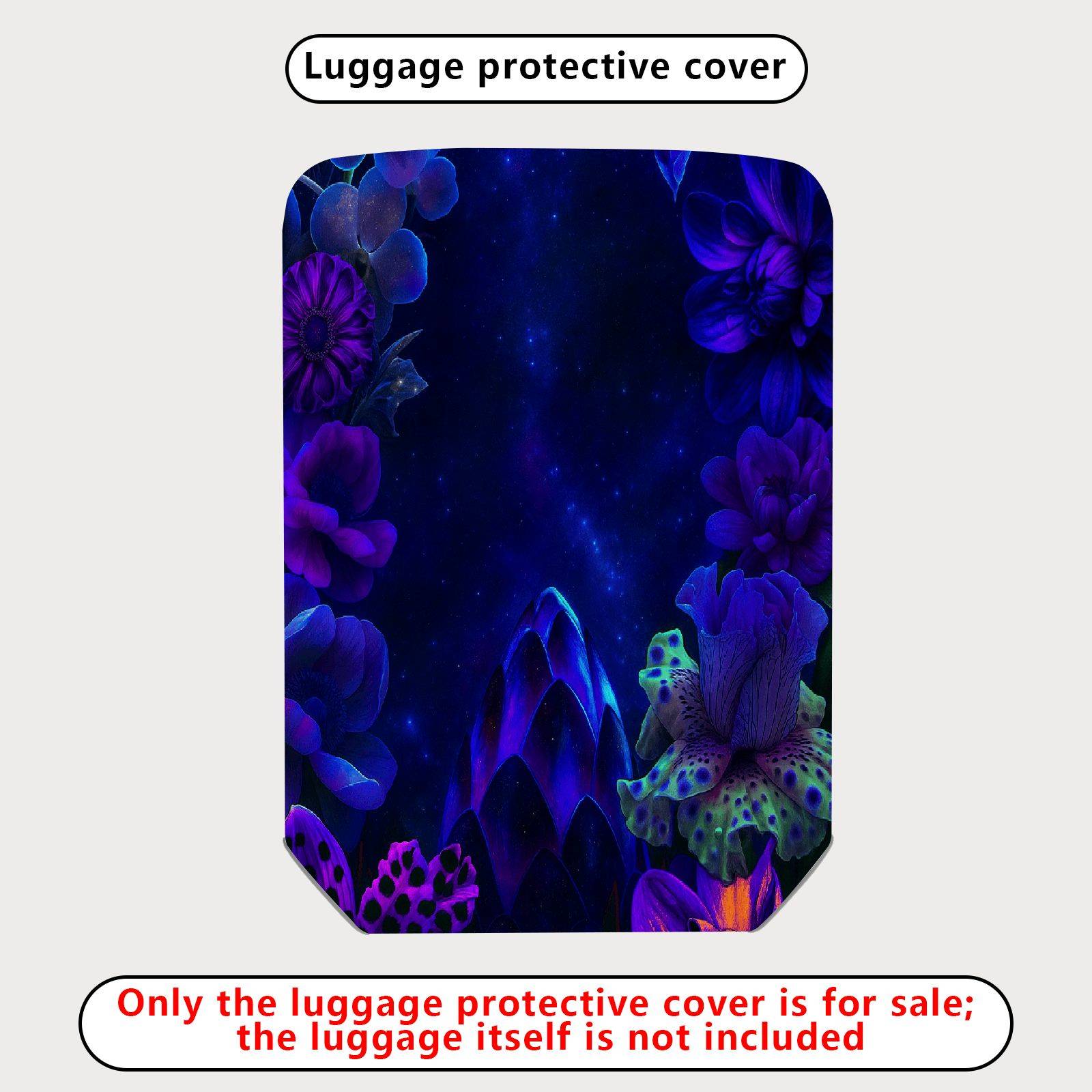 1-Piece Purple Floral Starry Night Artistic Fantasy  Suitcase Luggage Cover, Stretch Protective Sleeve