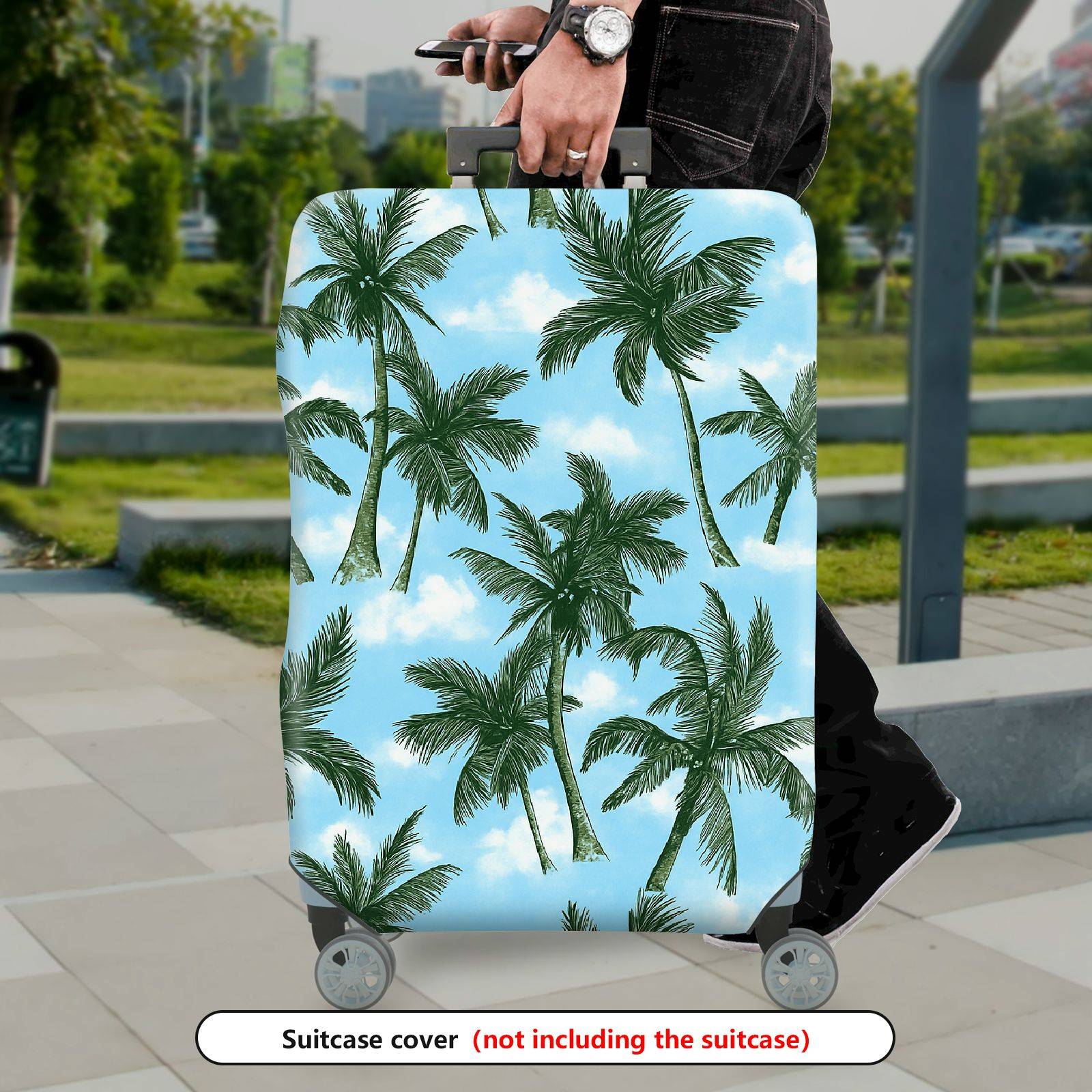 1-Piece Tropical Palm Trees Sky Print Travel Holiday Nature  Suitcase Luggage Cover, Stretch Protective Sleeve