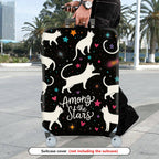 1-Piece Starry Cat Hearts Cosmic Whimsical  Suitcase Luggage Cover, Stretch Protective Sleeve