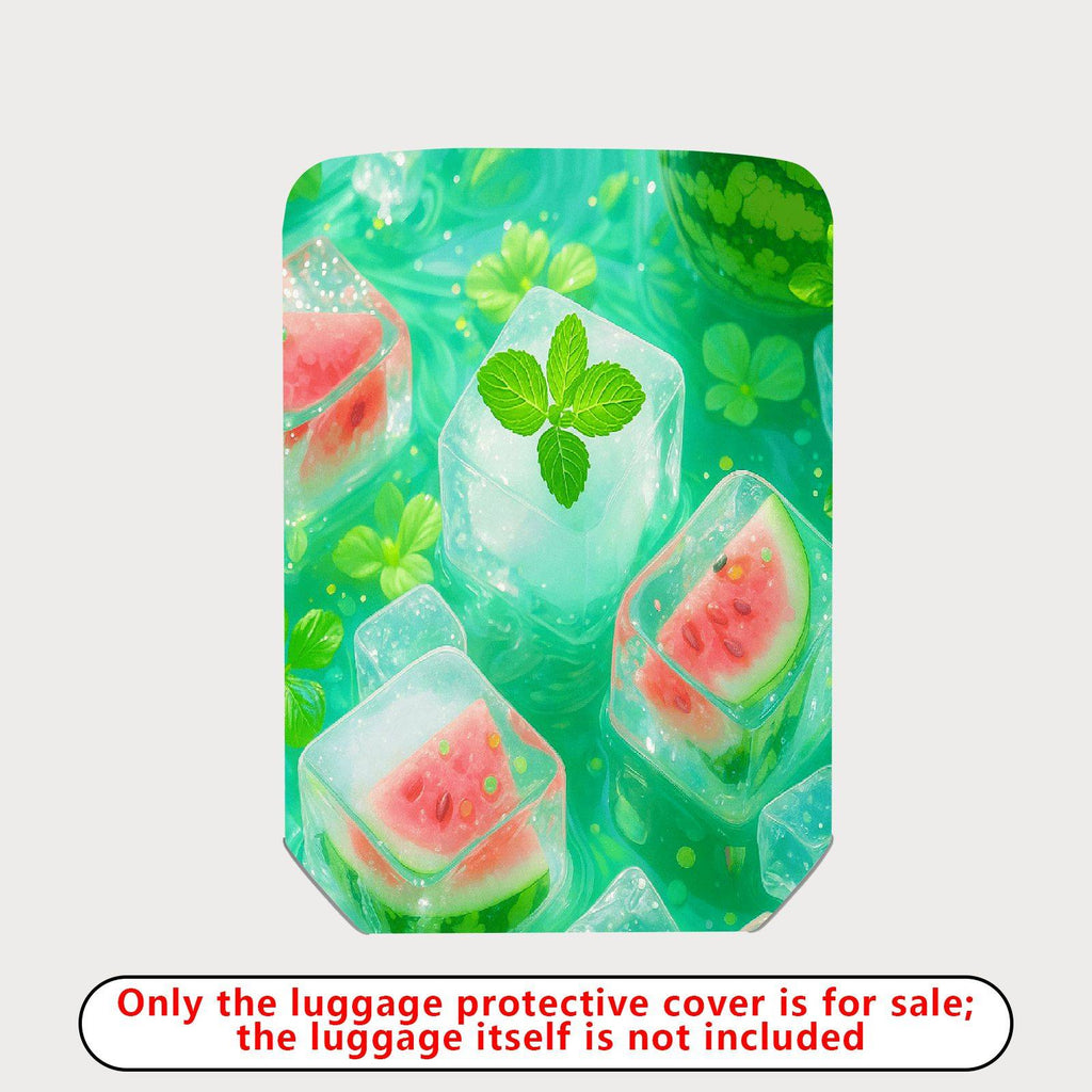 1-Piece Ice Watermelon Mint Clover Floral  Suitcase Luggage Cover, Stretch Protective Sleeve