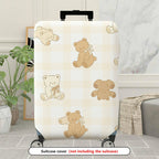 1-Piece Cute Bear Plaid Beige Soft Travel Holiday  Suitcase Luggage Cover, Stretch Protective Sleeve