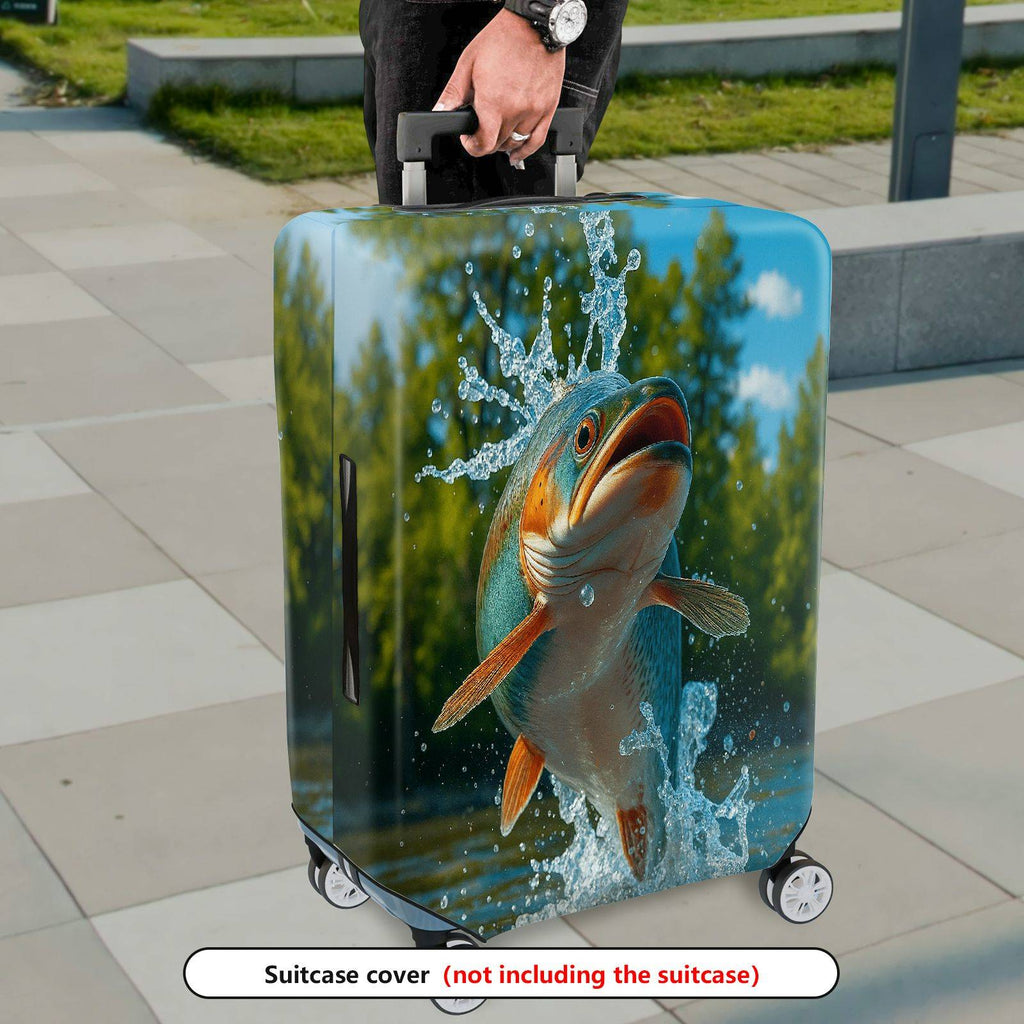 1-Piece Nature Fish Water Splash Artistic Playful Fresh  Suitcase Luggage Cover, Stretch Protective Sleeve
