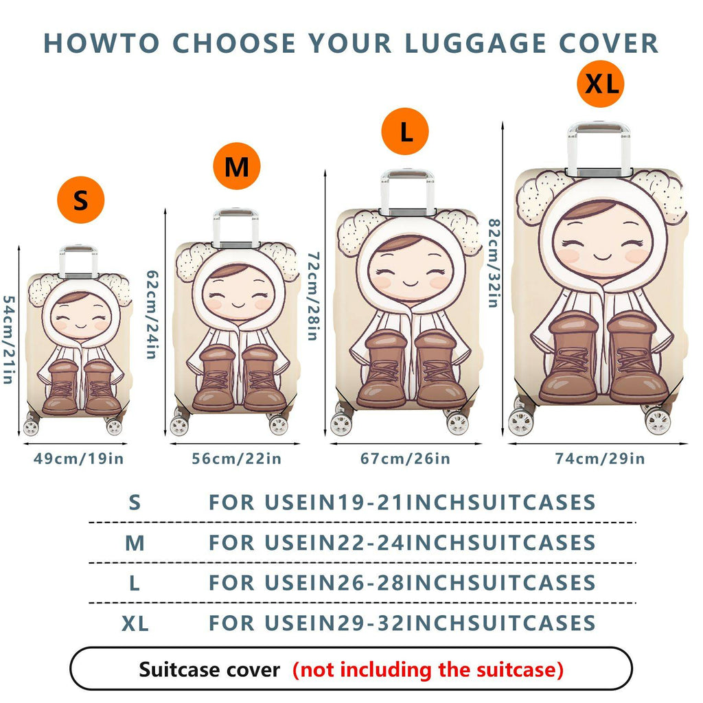 1-Piece Cute Lamb Hoodie Boots Smiling  Suitcase Luggage Cover, Stretch Protective Sleeve