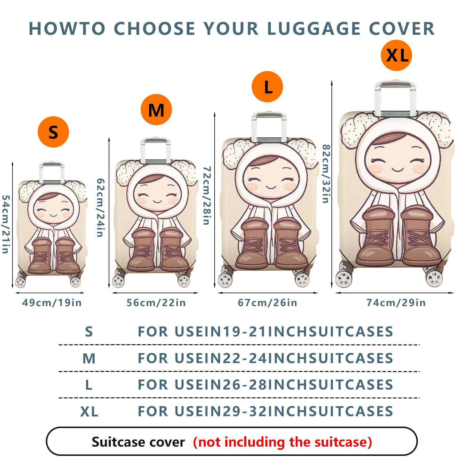 1-Piece Cute Lamb Hoodie Boots Smiling  Suitcase Luggage Cover, Stretch Protective Sleeve