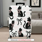 1-Piece Black Cat Bow Knot Paw Ribbon Cute  Suitcase Luggage Cover, Stretch Protective Sleeve