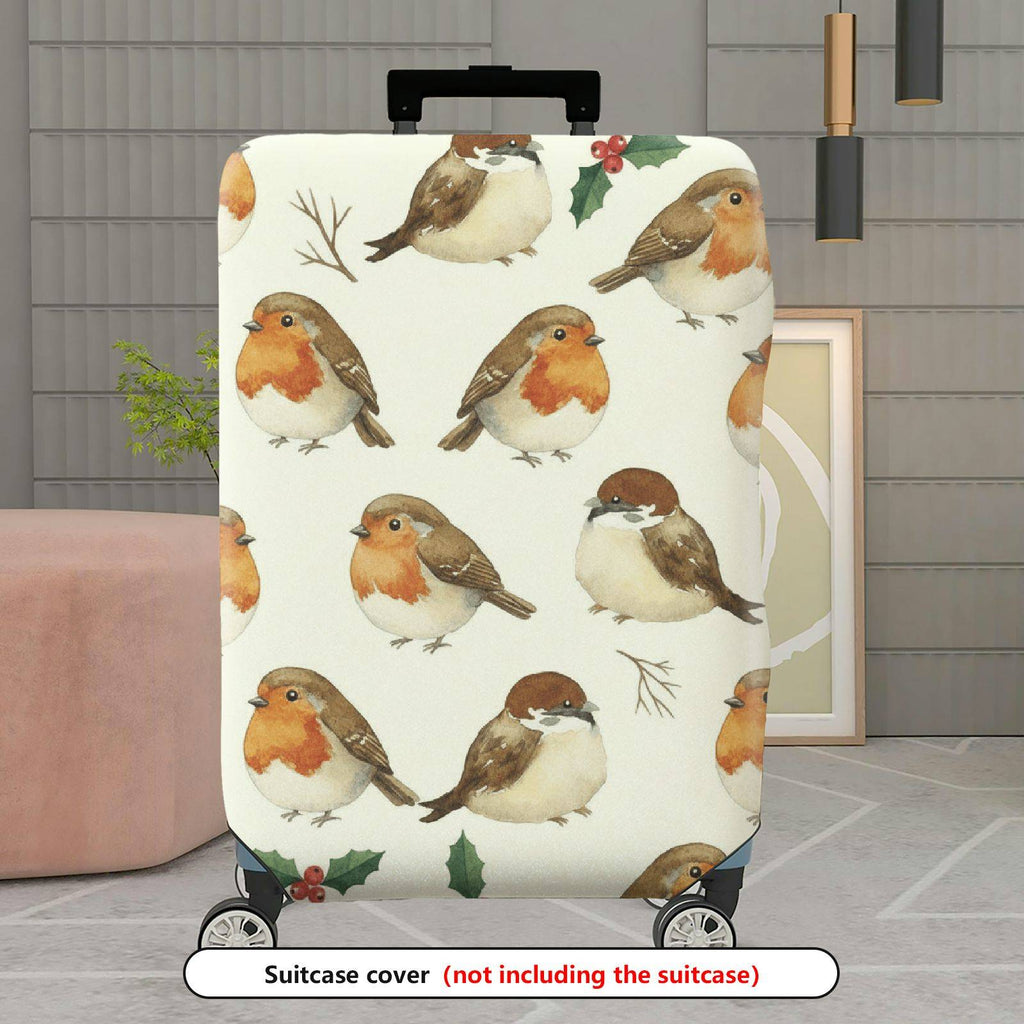 1-Piece Bird Nature Christmas Holiday Decorative  Suitcase Luggage Cover, Stretch Protective Sleeve