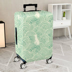 1-Piece Wave Cat Pattern Green Minimalist Artistic Cute Elegant  Suitcase Luggage Cover, Stretch Protective Sleeve
