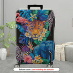 1-Piece Jungle Wildlife Animal Floral Leaf Vibrant  Suitcase Luggage Cover, Stretch Protective Sleeve