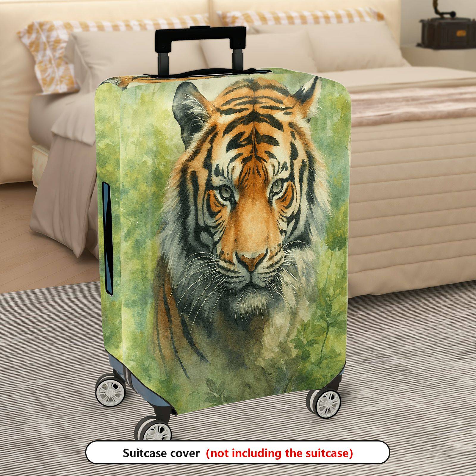 1-Piece Animal Jungle Wildlife Nature Art Tiger  Suitcase Luggage Cover, Stretch Protective Sleeve