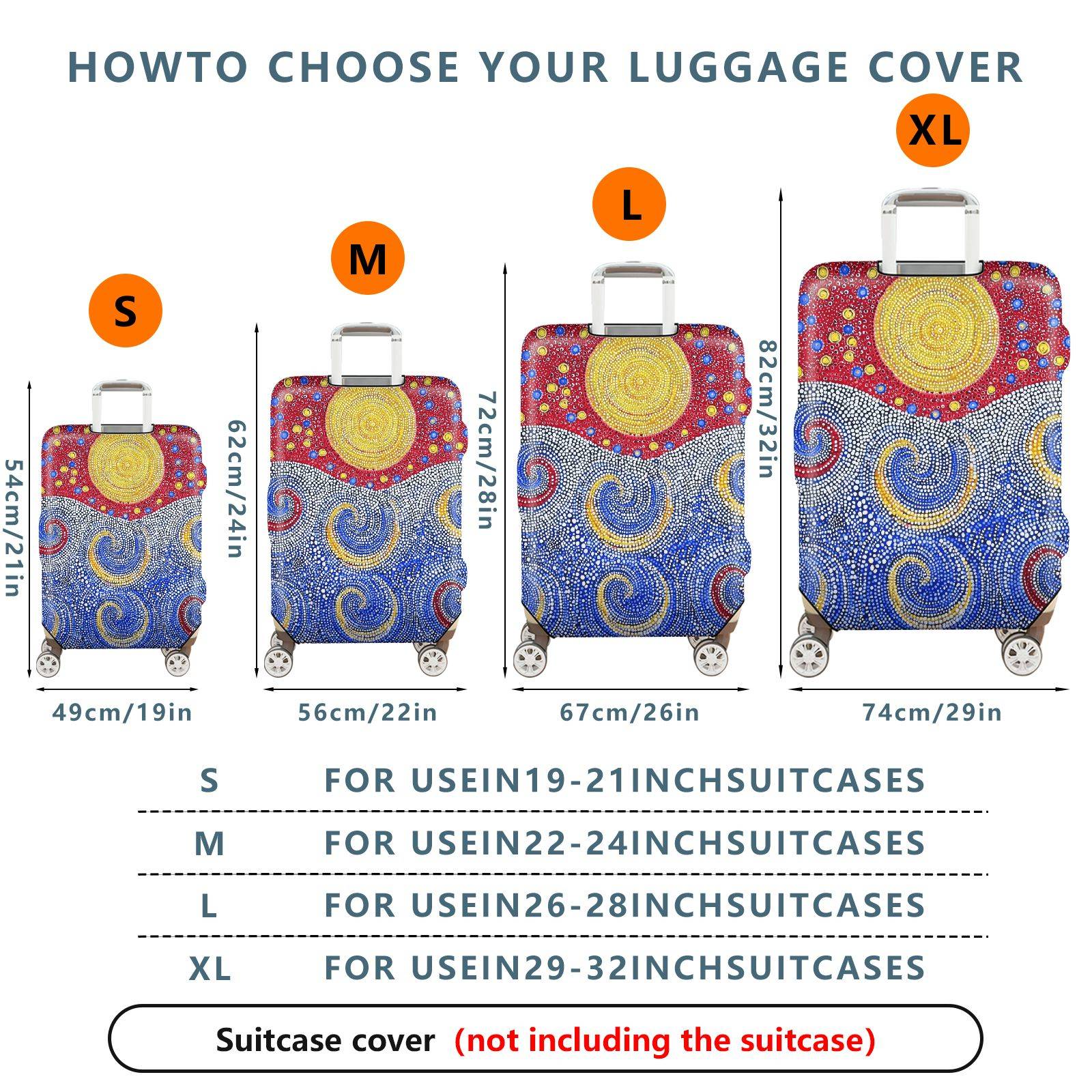 1-Piece Abstract Colorful Sun Swirl Dot Artistic  Suitcase Luggage Cover, Stretch Protective Sleeve