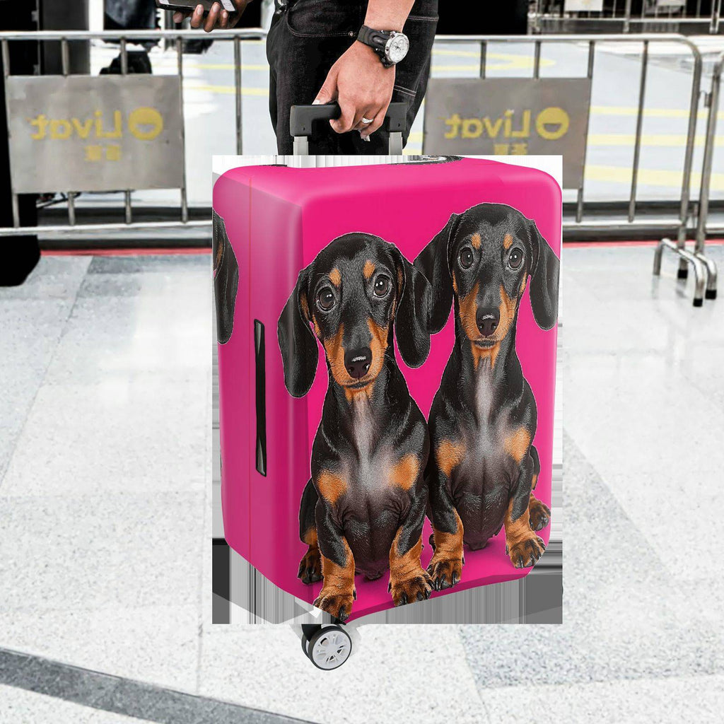1-Piece Pink Black Brown Dog Pet Animal Cute  Suitcase Luggage Cover, Stretch Protective Sleeve